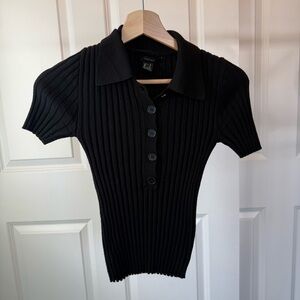 Forever 21 Black Ribbed Button Down Shirt